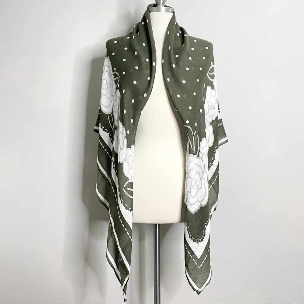ANNE FONTAINE Adrian Scarf Floral Bamboo & Silk Stole - Picture 3 of 11